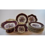 A Spode's Imperial part dessert service, comprising a comport, 36 cm wide,