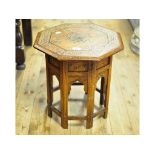 A Moorish octagonal table, inlaid with bone, 45.