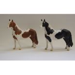 A Beswick Pinto Pony, 2nd version, piebald, 1373, another, skewbald, a Swish Tail Horse,