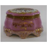 A Sevres style porcelain box and hinged cover,