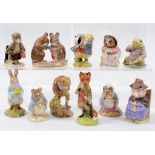 Eleven Royal Albert Beatrix Potter figures, including Johnny Town-Mouse with a Bag, and Mr Tod,