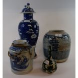 A Chinese porcelain vase and cover, similar ceramics, a Troika vase,