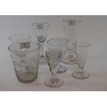 A 19th century etched glass goblet, 11.