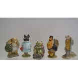 Five Beswick Beatrix Potter figures, including Mr Jackson, 1st version, and Sir Isaac Newton,