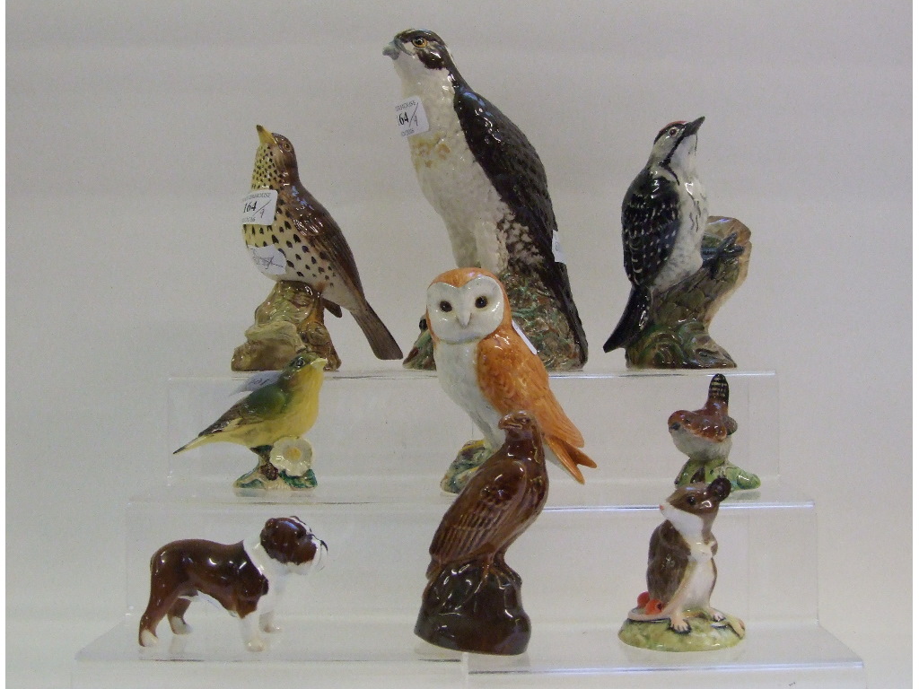 A Beswick Songthrush, 2309, a Lesser Spotted Woodpecker, 2420 (chip to tail feathers),