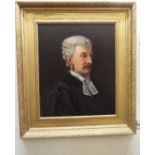 English school, early 20th century, a bust portrait of a lawyer wearing a powdered wig,