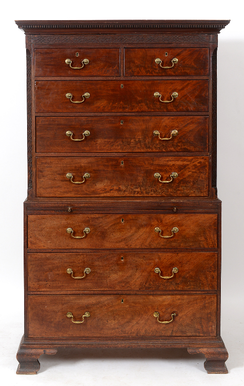 A George III mahogany chest on chest,