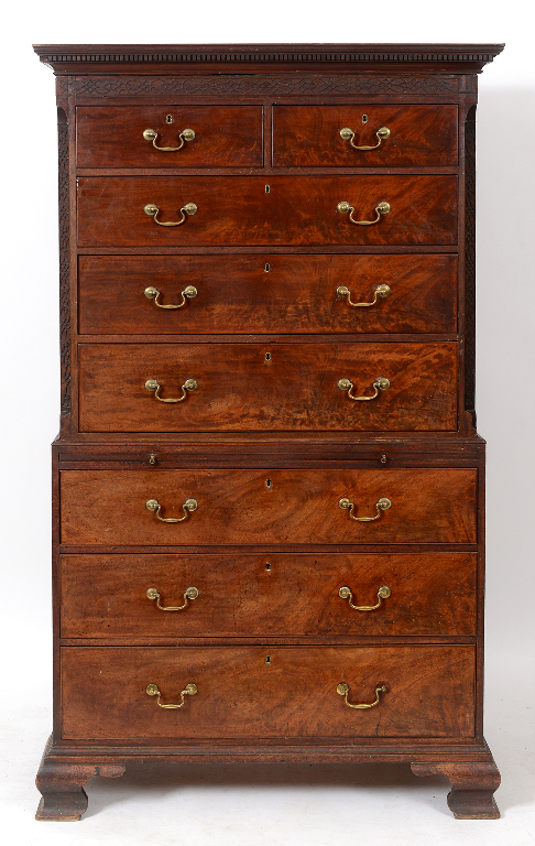 A George III mahogany chest on chest, - Image 2 of 24
