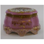 A Sevres style porcelain box and hinged