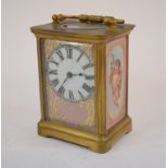 A porcelain mounted carriage timepiece,