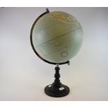 A hand made 13 inch terrestrial globe, 5