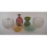 A pair of cut glass finger bowls, with e