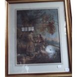 A George Morland print, Cottage Family N
