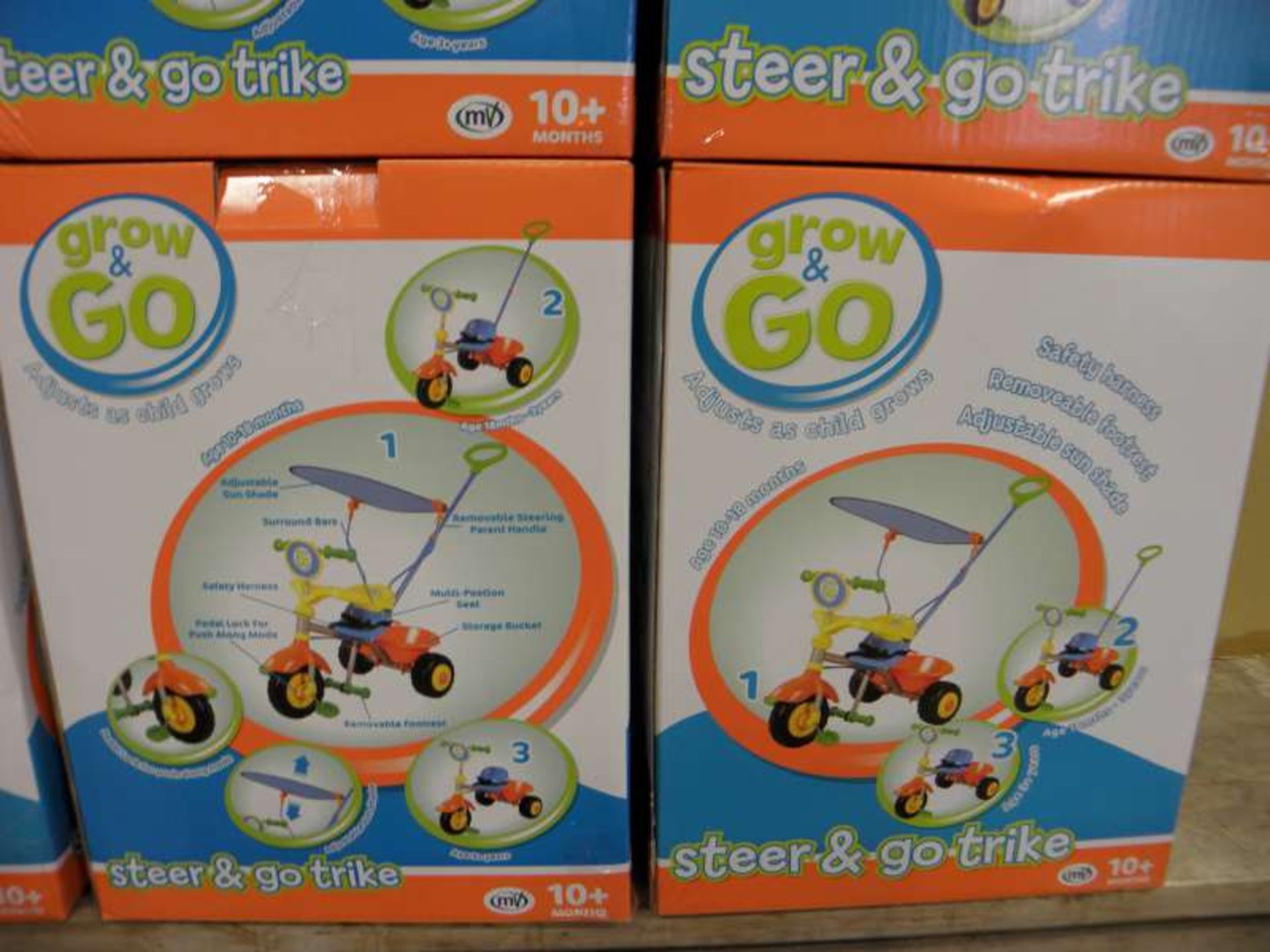 6 X BRAND NEW BOXED GROW AND GO STEER AND GO TRIKES