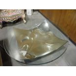 APPROX 3 FT SQUARE ORNAMENTAL TABLE CONVEX MIRROR GLASS LEAF