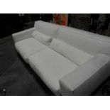 UNBRANDED CREAM UPHOLSTERED 2 SEATER SOFA WITH LUMBER CUSHIONS