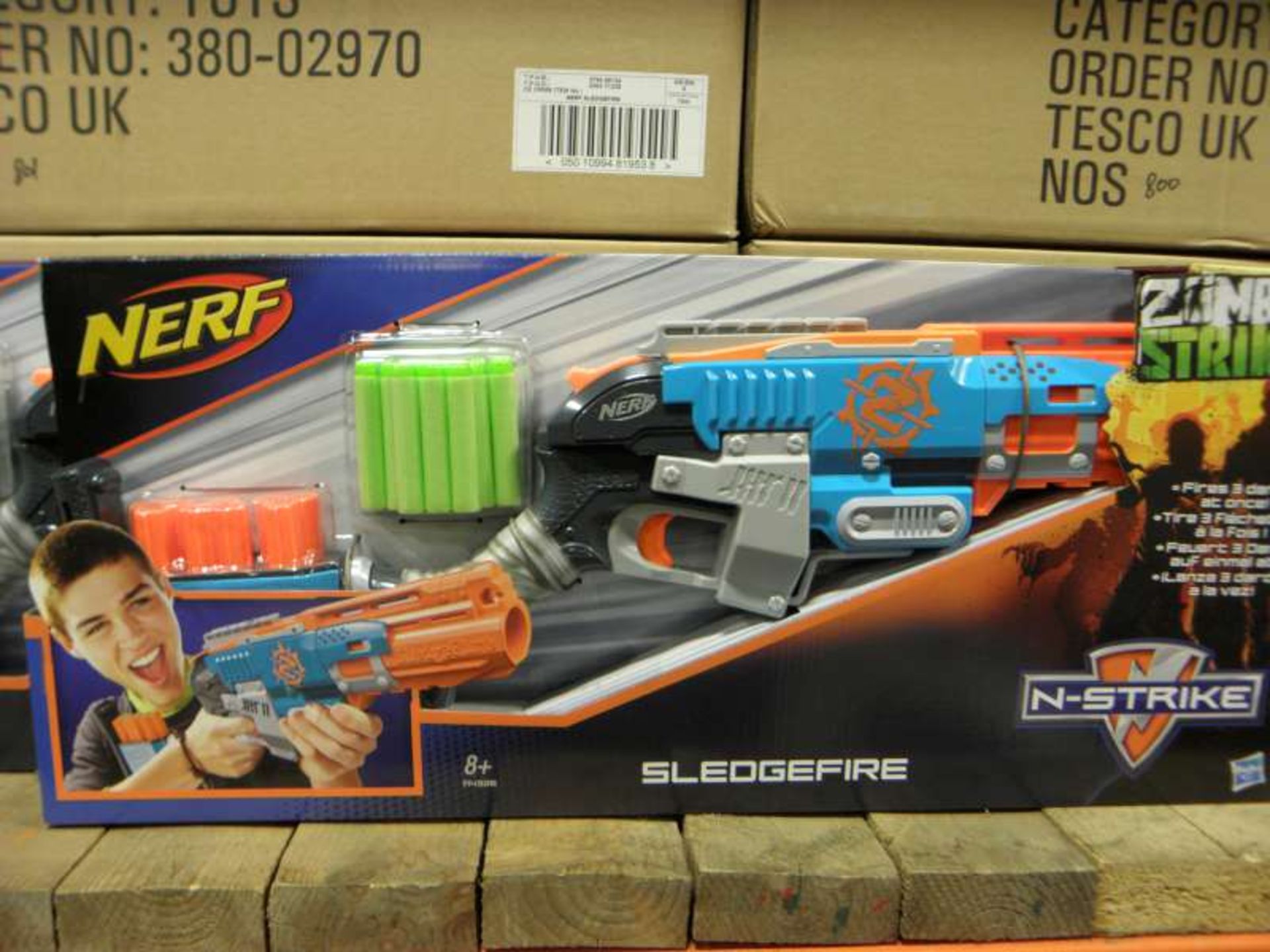 12 X BRAND NEW BOXED NERF SLEDGEFIRE N - STRIKE ZOMBIE STRIKE GUNS IN 3 BOXES