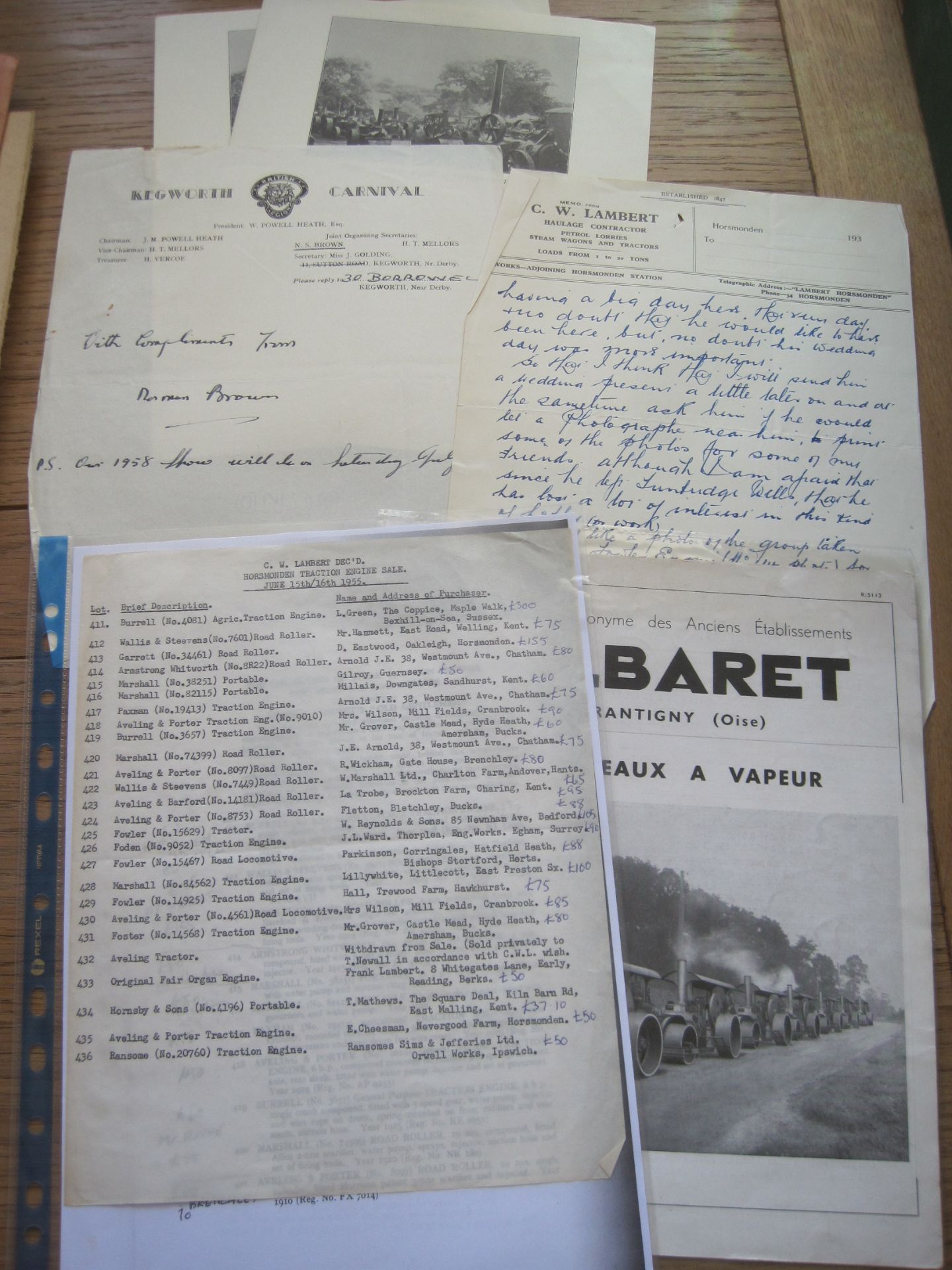 Various ephemera to include Horsmonden sale notes etc.