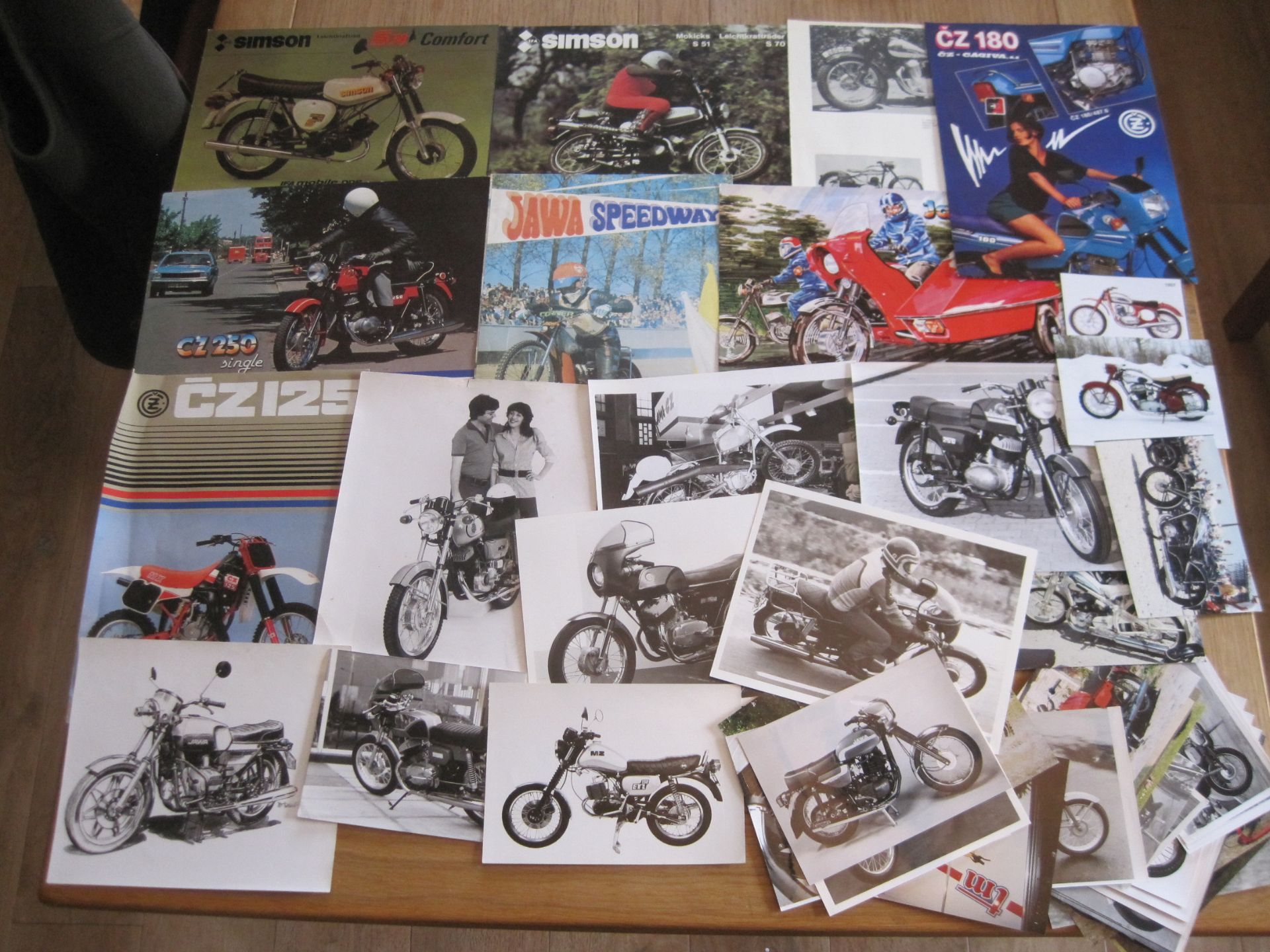 Jawa, CZ etc. A quantity of brochures, factory photos and other images, many annotated by Mick