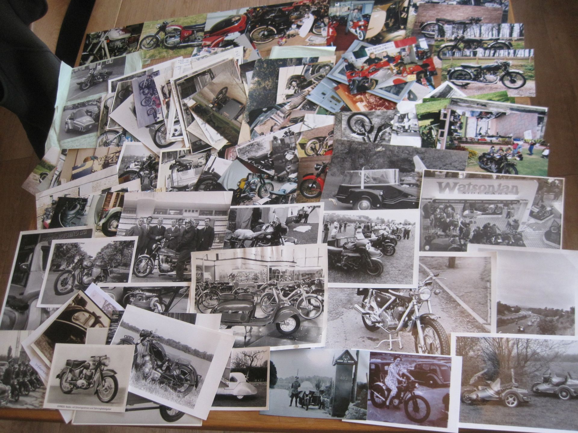 Large quantity of photos of motorcycles, shows, rallies etc. Many annotated by Mick walker, includes