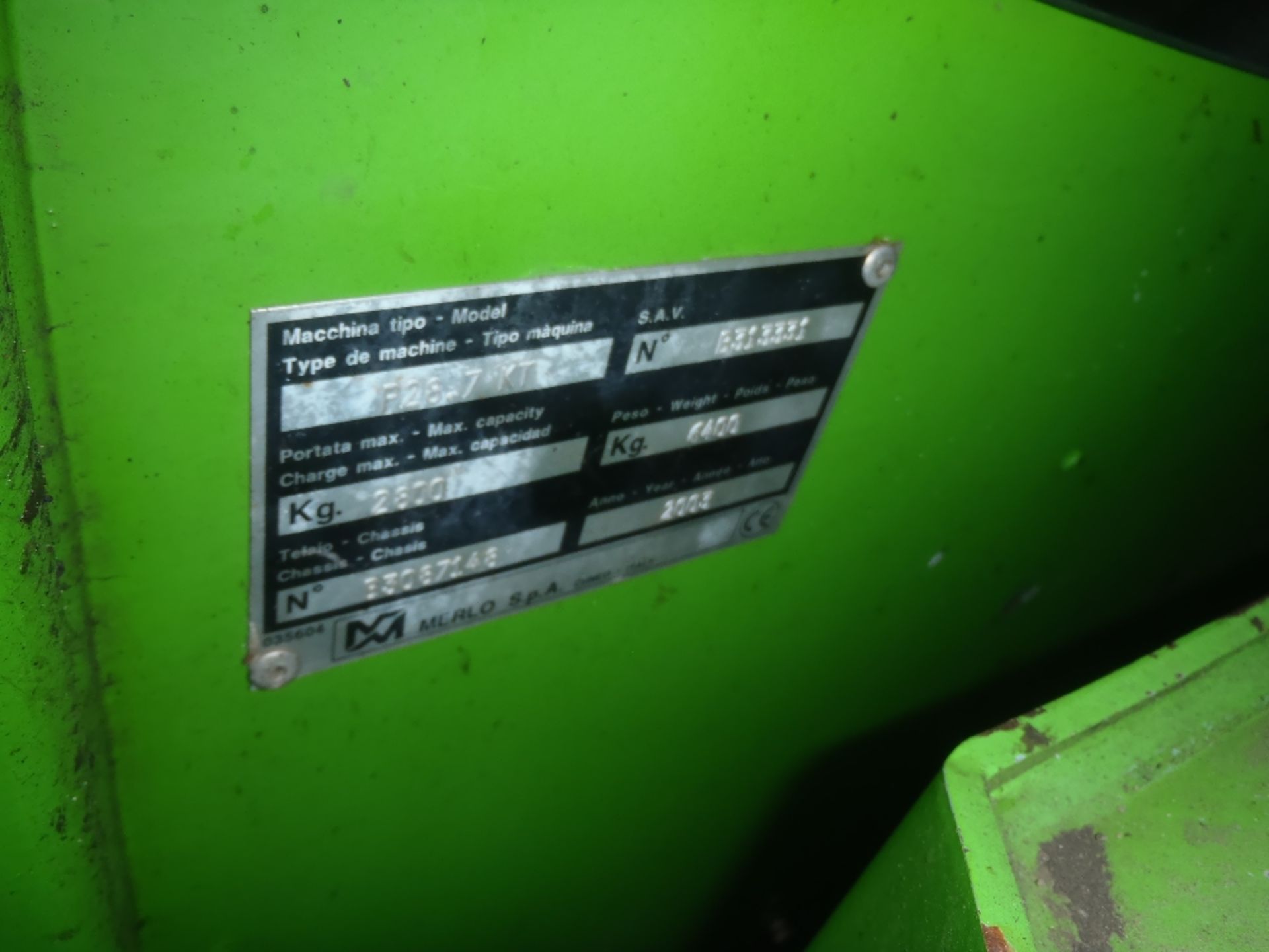 Merlo 28.7 Telehandler with Pallet Forks  Reg. No. FM03 OFT  Ser No B3087148/B31331 - Image 4 of 4