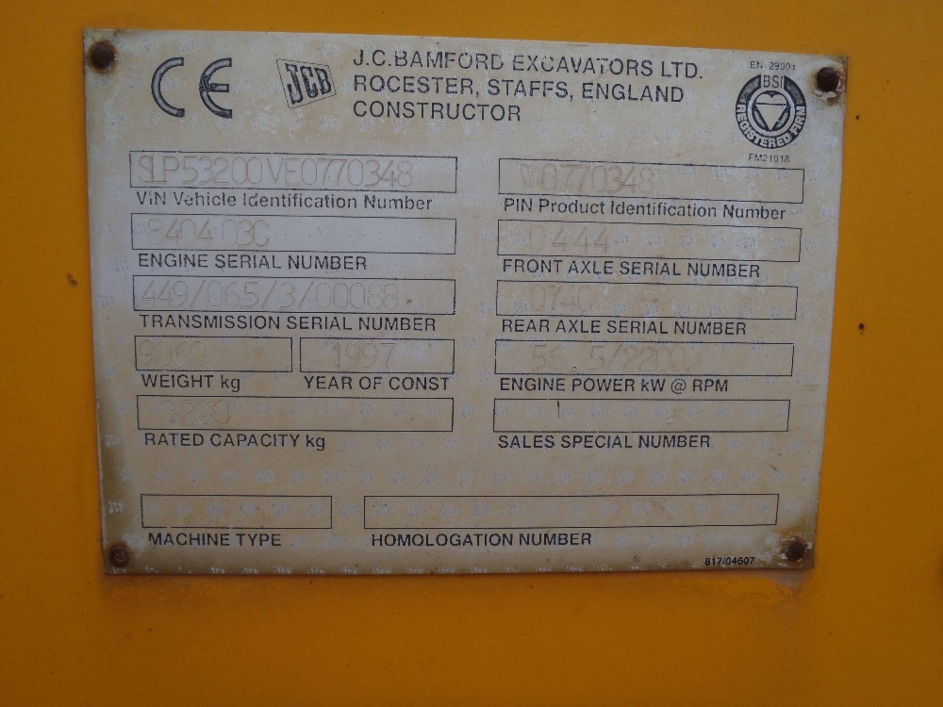 1997 JCB 532-120 Telehandler. No V5. Reg. No. R526 VVU Ser No 0770348 - Image 4 of 5