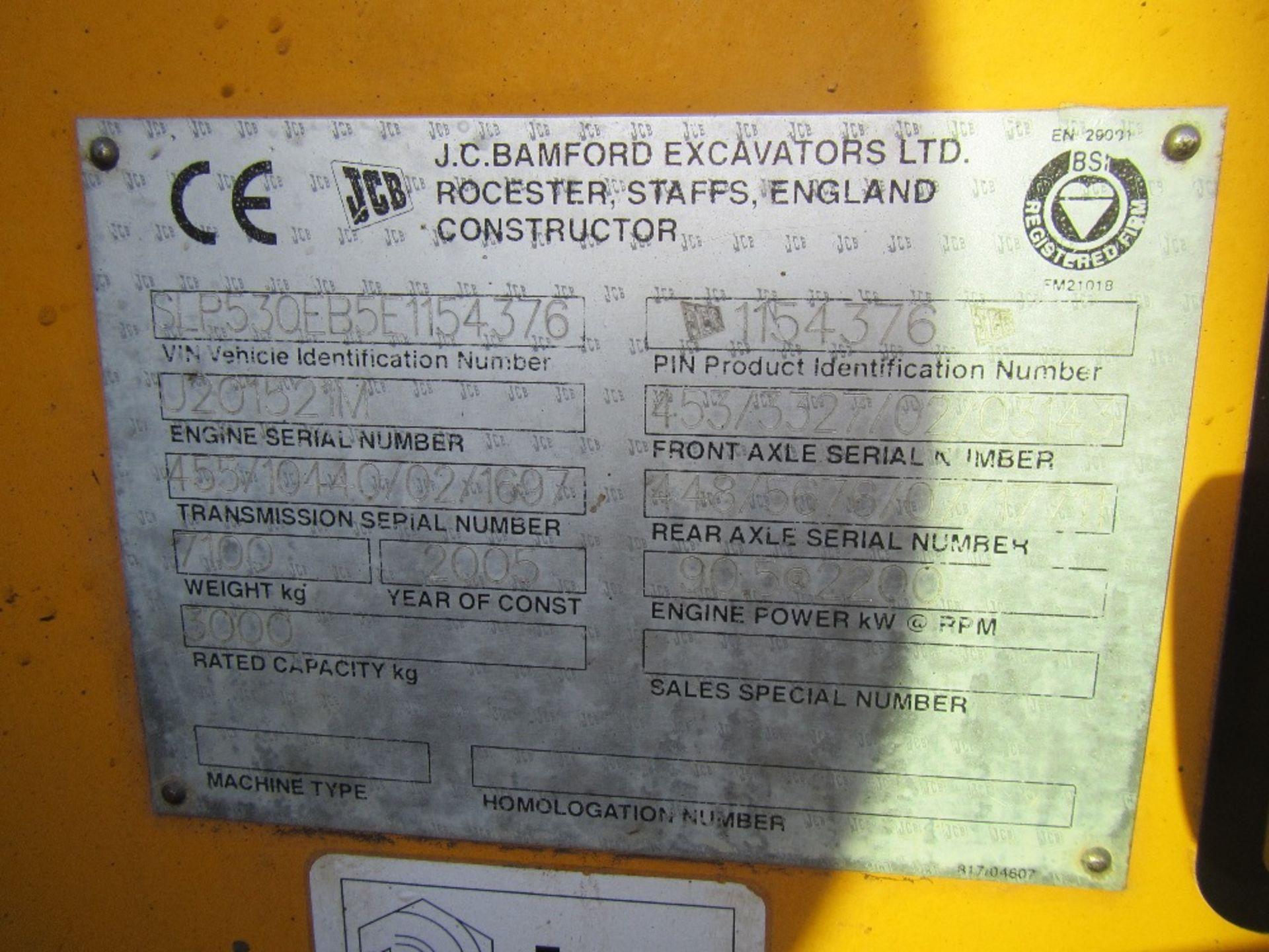 JCB 530-70 Telehandler. Reg. Docs will be Supplied Reg. No. FX05 GWU Ser No 154376 - Image 9 of 9