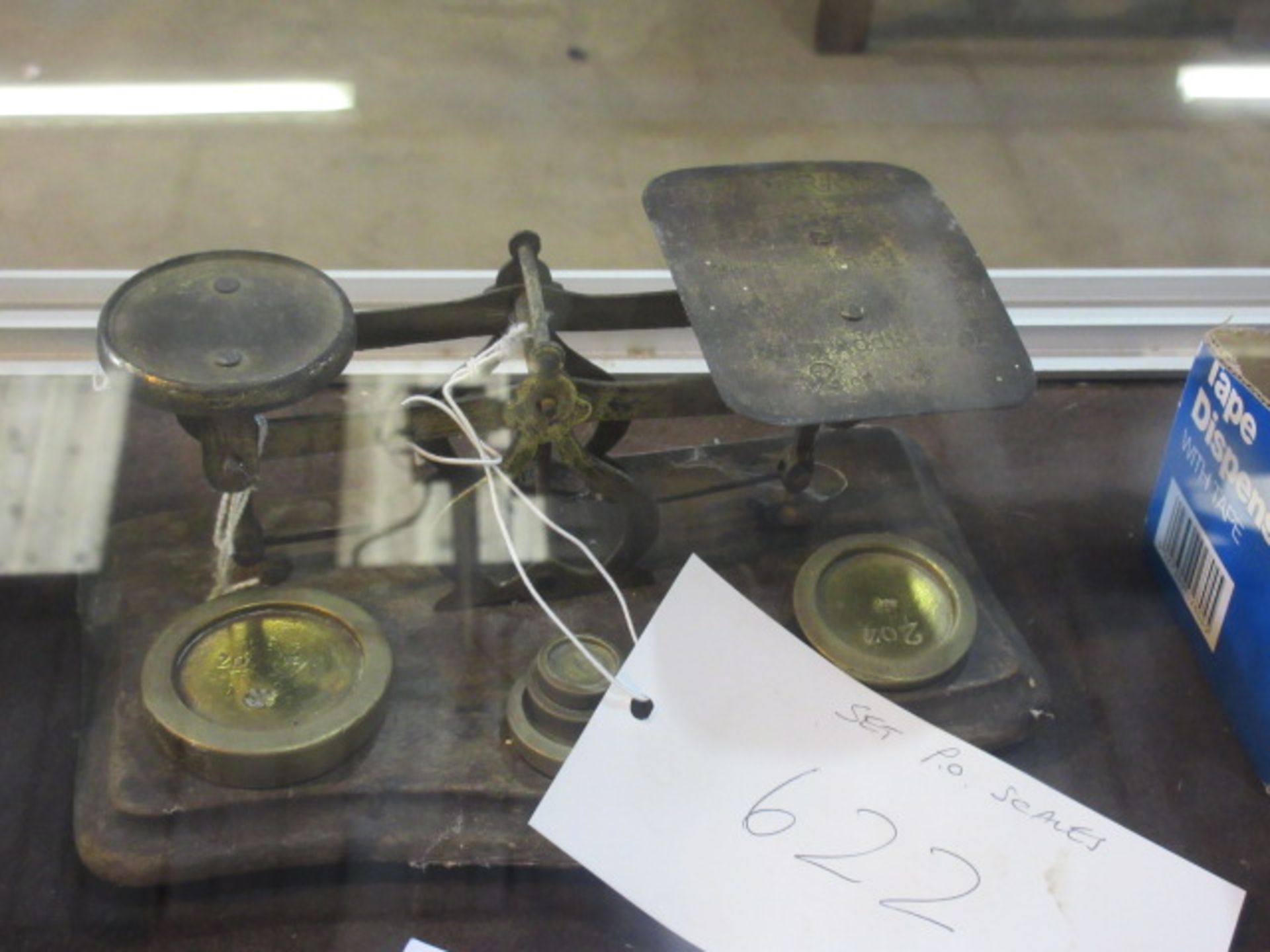 Small set of Post Office scales with brass weights