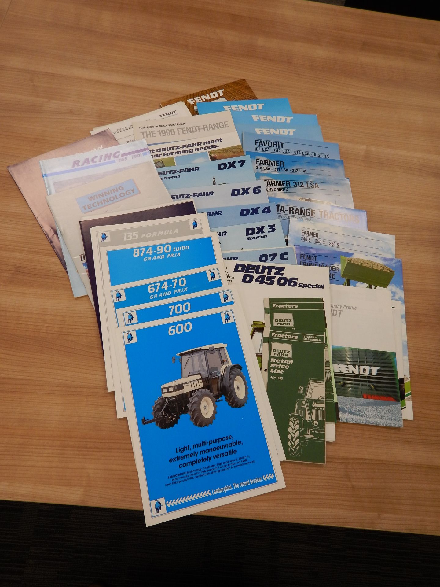 Quantity Fendt, Deutz-Fahr and Lamborghini tractor brochures to include Favorit and Farmer ranges,