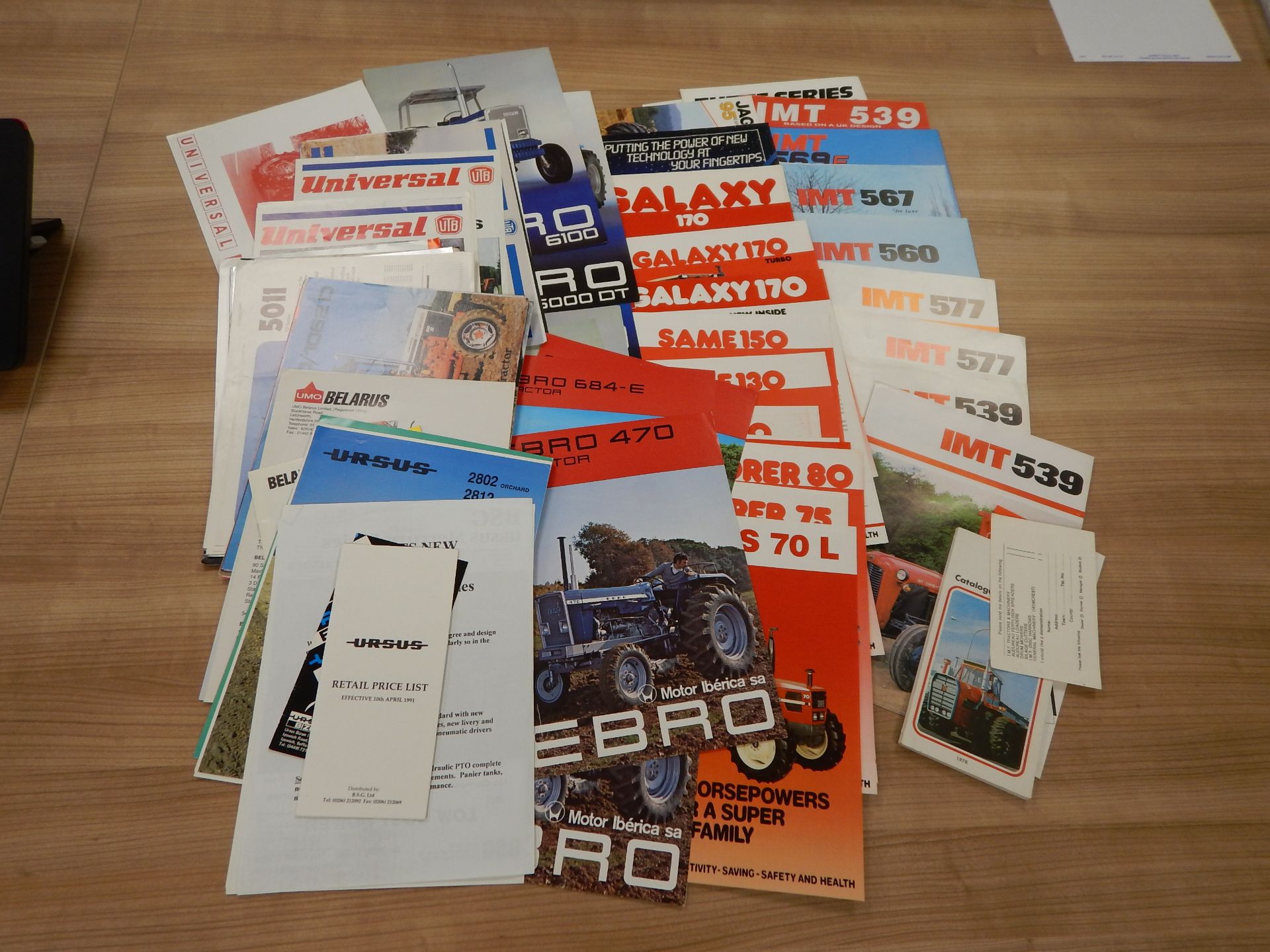 Quantity IMT, Same Ebro, Ursus, Universal and Belarus tractor colour brochures and promotional