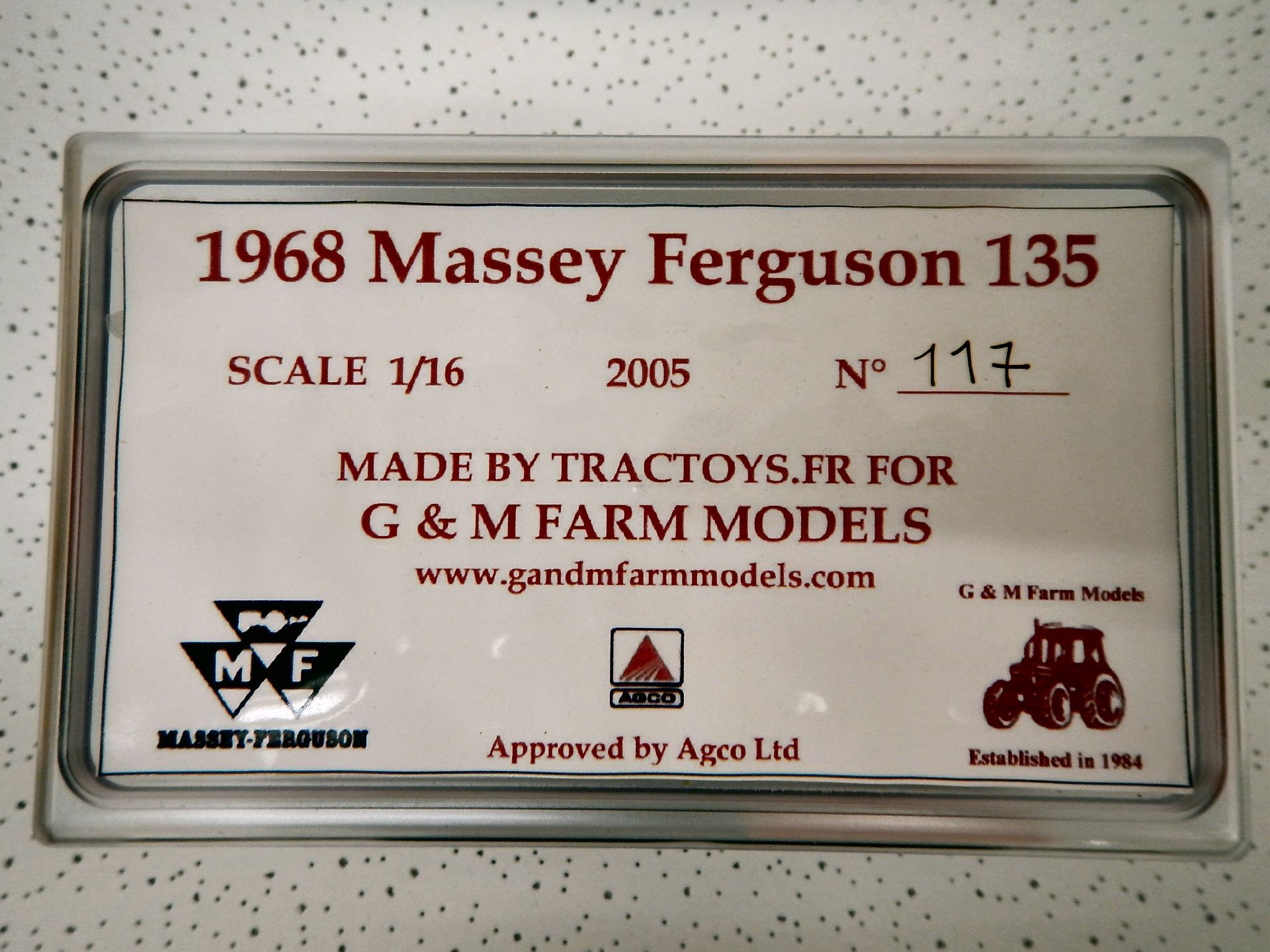 Tractoys (G & M Farm Models) 1968 Massey Ferguson 135 1/16 scale model, boxed 2005 build no.117 - Image 2 of 2