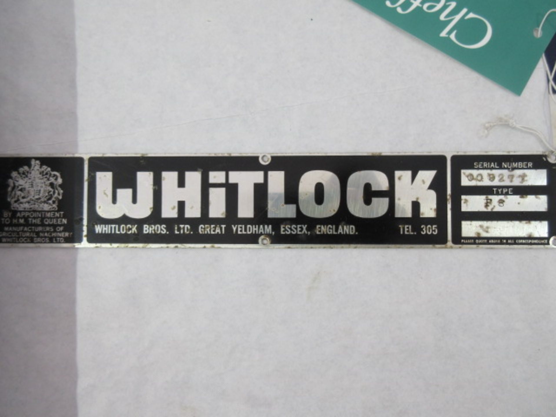 Whitlock Great Yeldham name plate