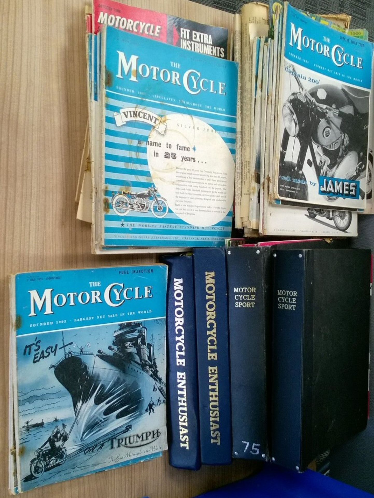 Various 1950s and 1960s motorcycling magazines, several titles