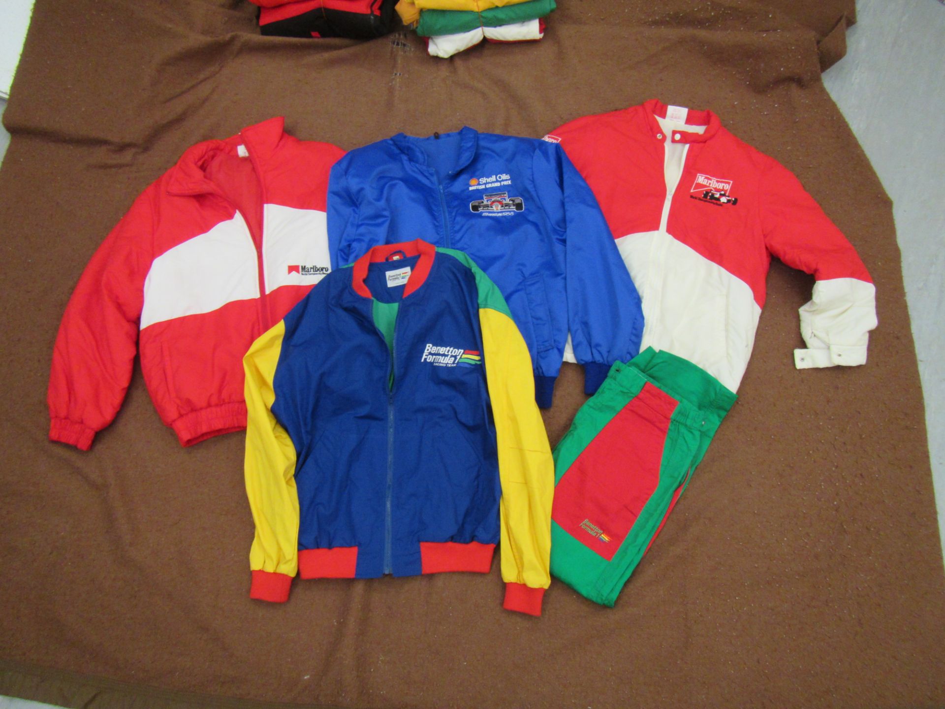 Benetton F1 team jacket and trousers t/w Marlboro (2) world championship team jackets and Shell oils