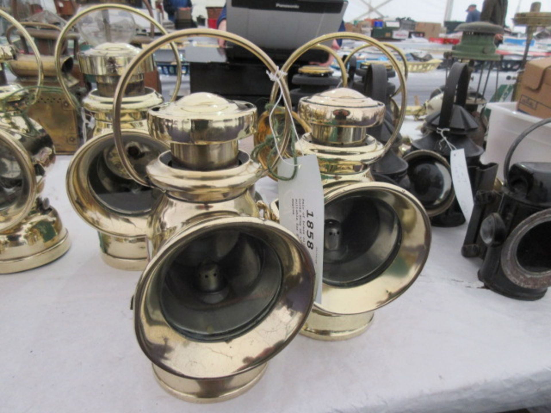 Pair of brass oil lamps Lucas King of the Road, suitable for Showmans engine