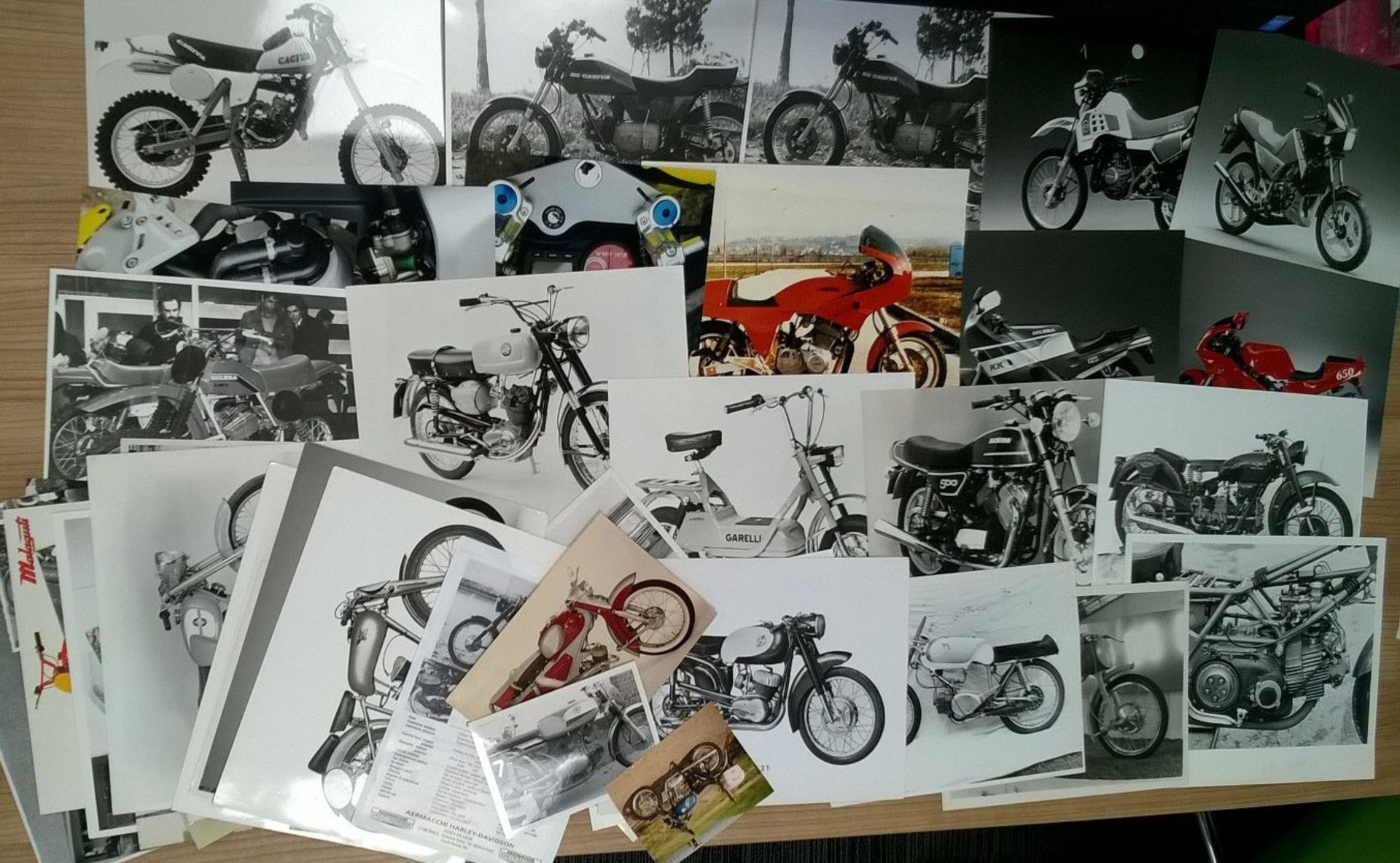 Italian motorcycle photos including factory images depicting machines 1940s - 1990s, Gilera,