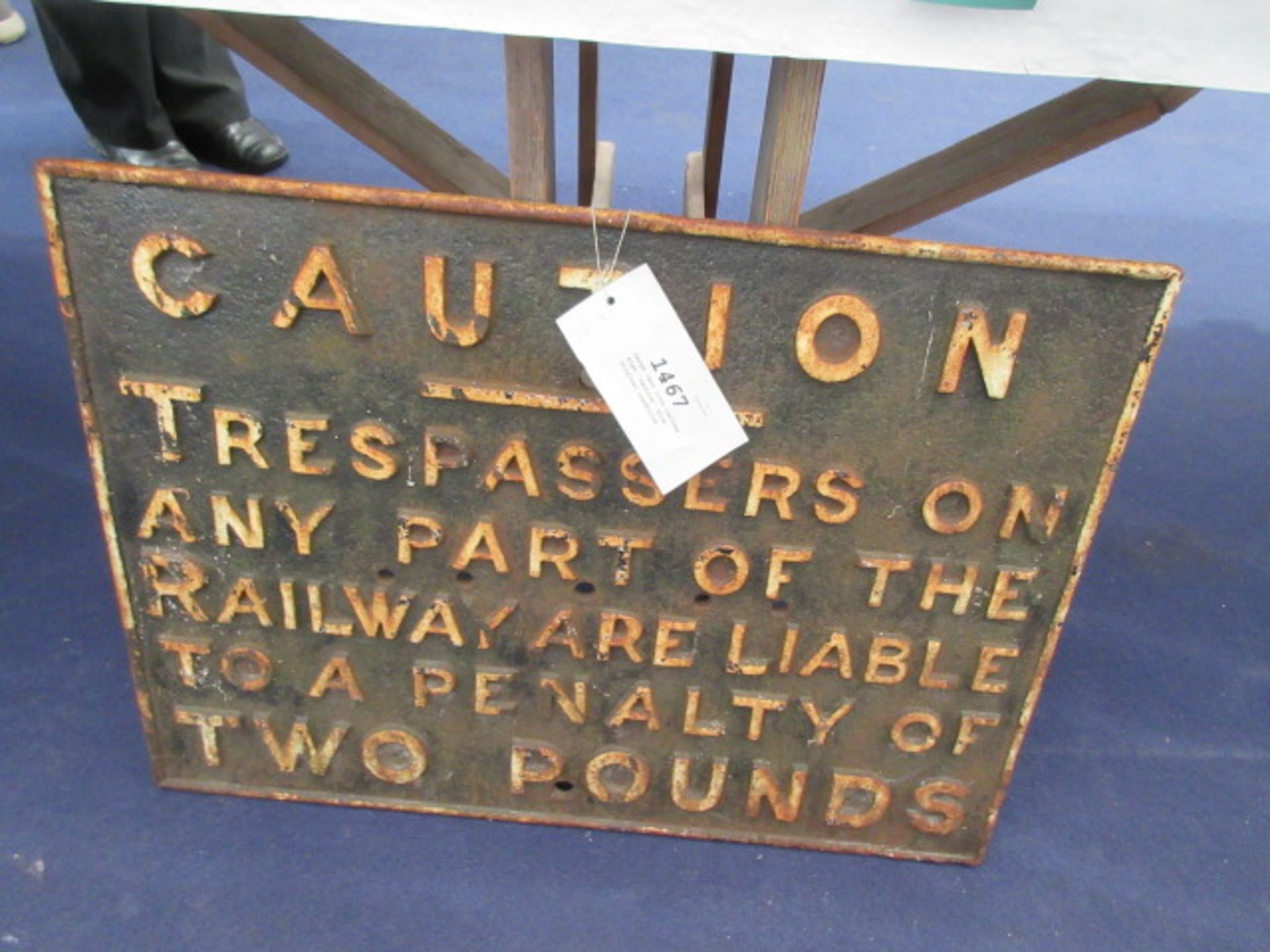 Large cast iron railway sign 'Caution' nice original condition