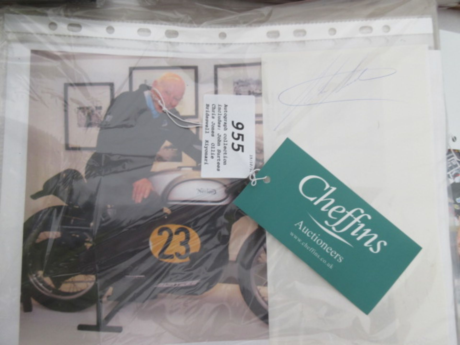 Autograph collection, includes: John Surtees, Chris Jones, Ollie Brideswell, Kiyonari, Ron Haslam,