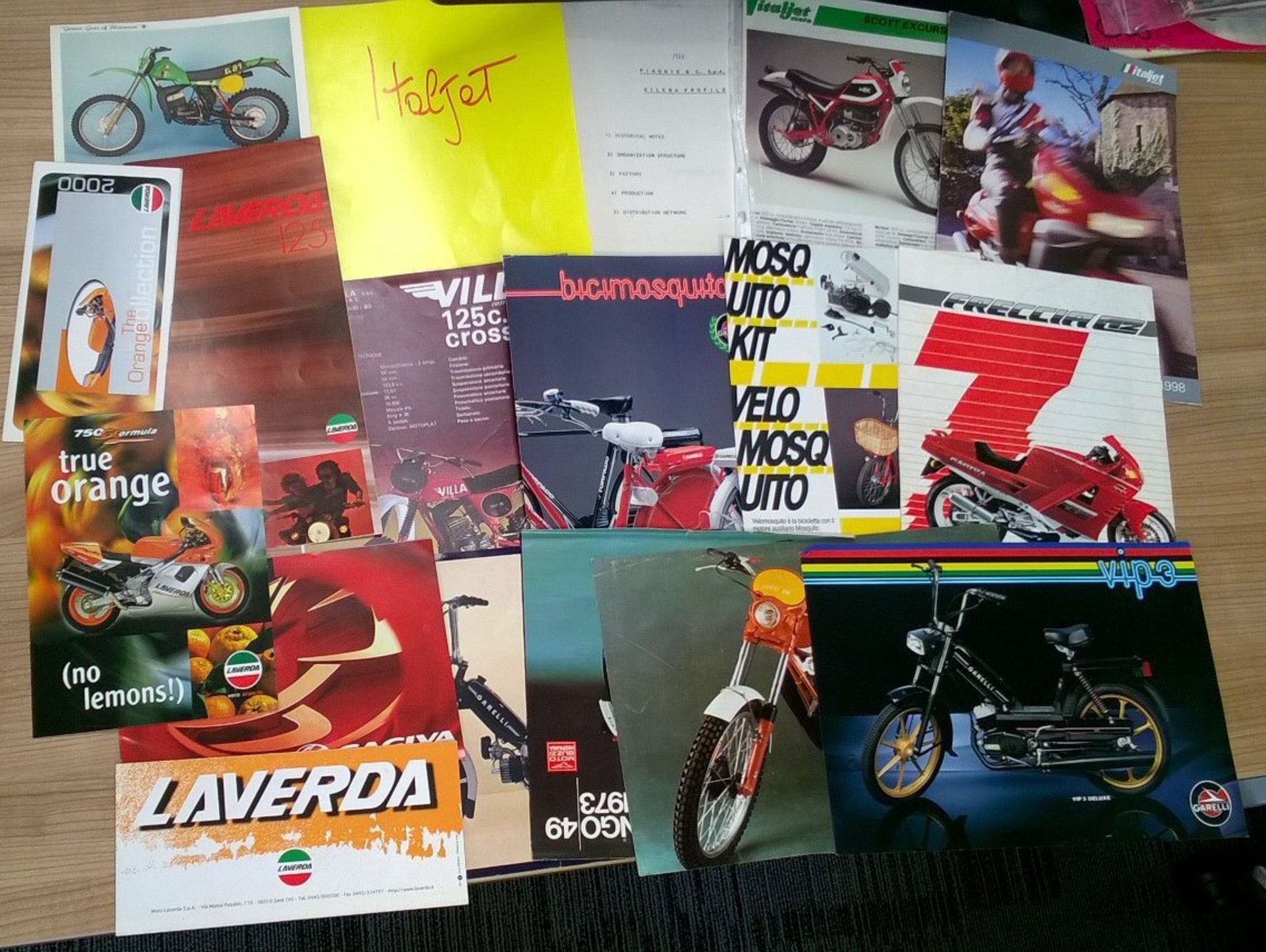 Italian motorcycle brochures c.1980s and 1990s to include, Laverda, Cagriva, Garelli etc.