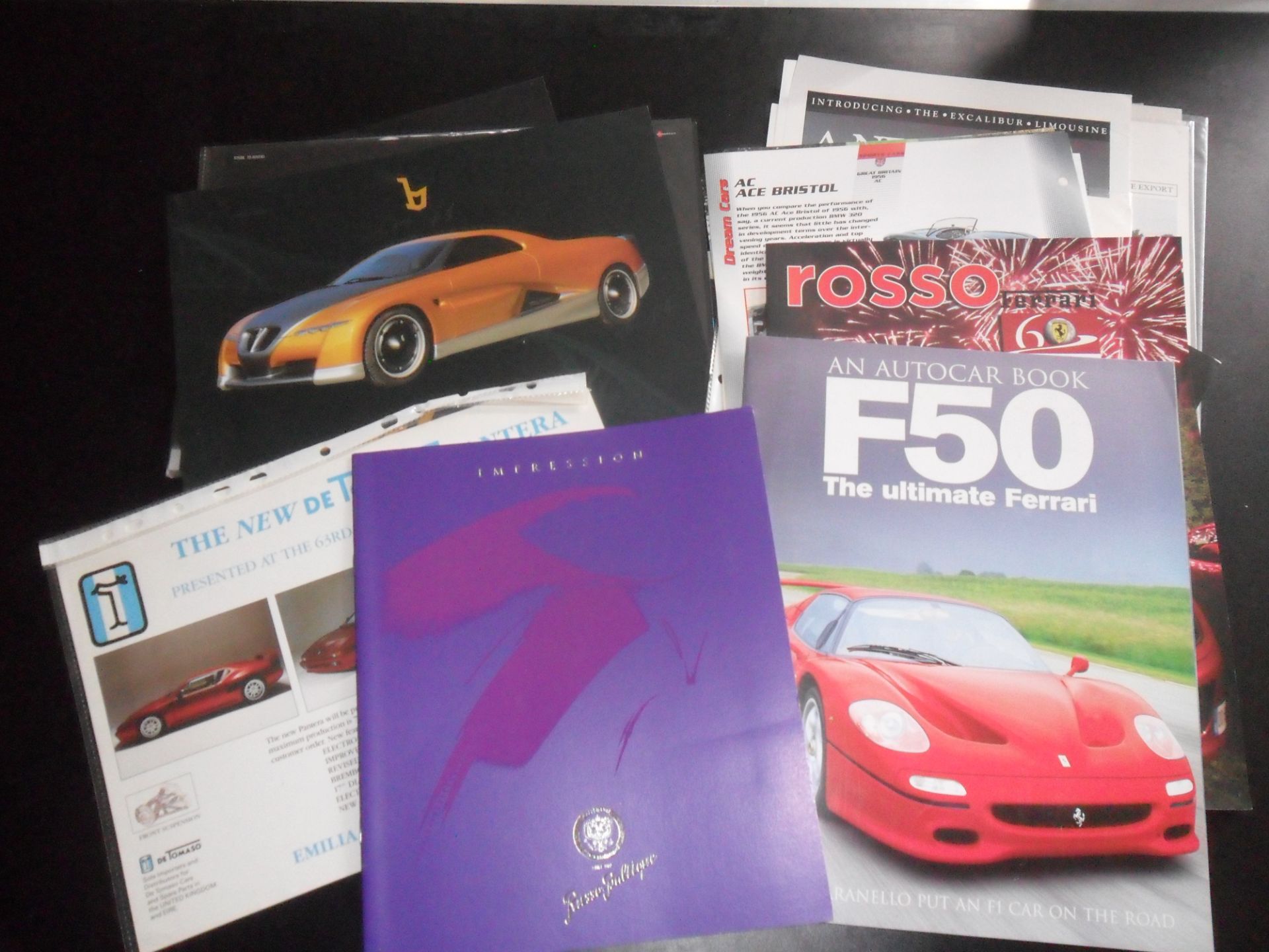 Catalogues for Ferrari DeTomaso and rare items for Carlsson, ZMC, Russo-Baltique etc.