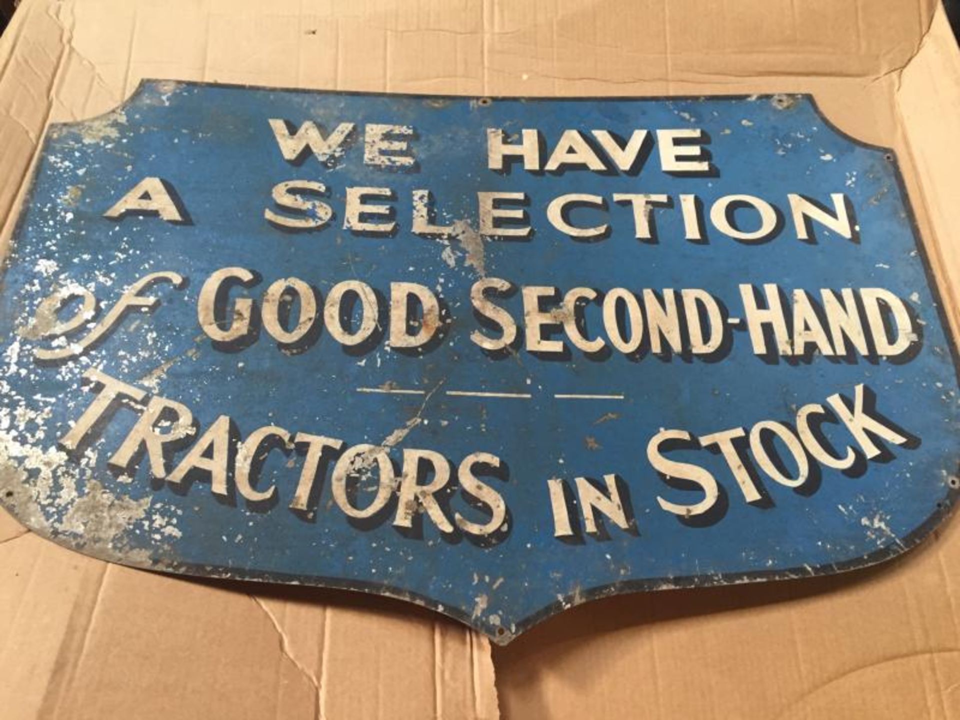 Fordson Tractor Facilities, a shield shaped dealer double sided tin sign with the reverse 'We Have A - Image 2 of 2