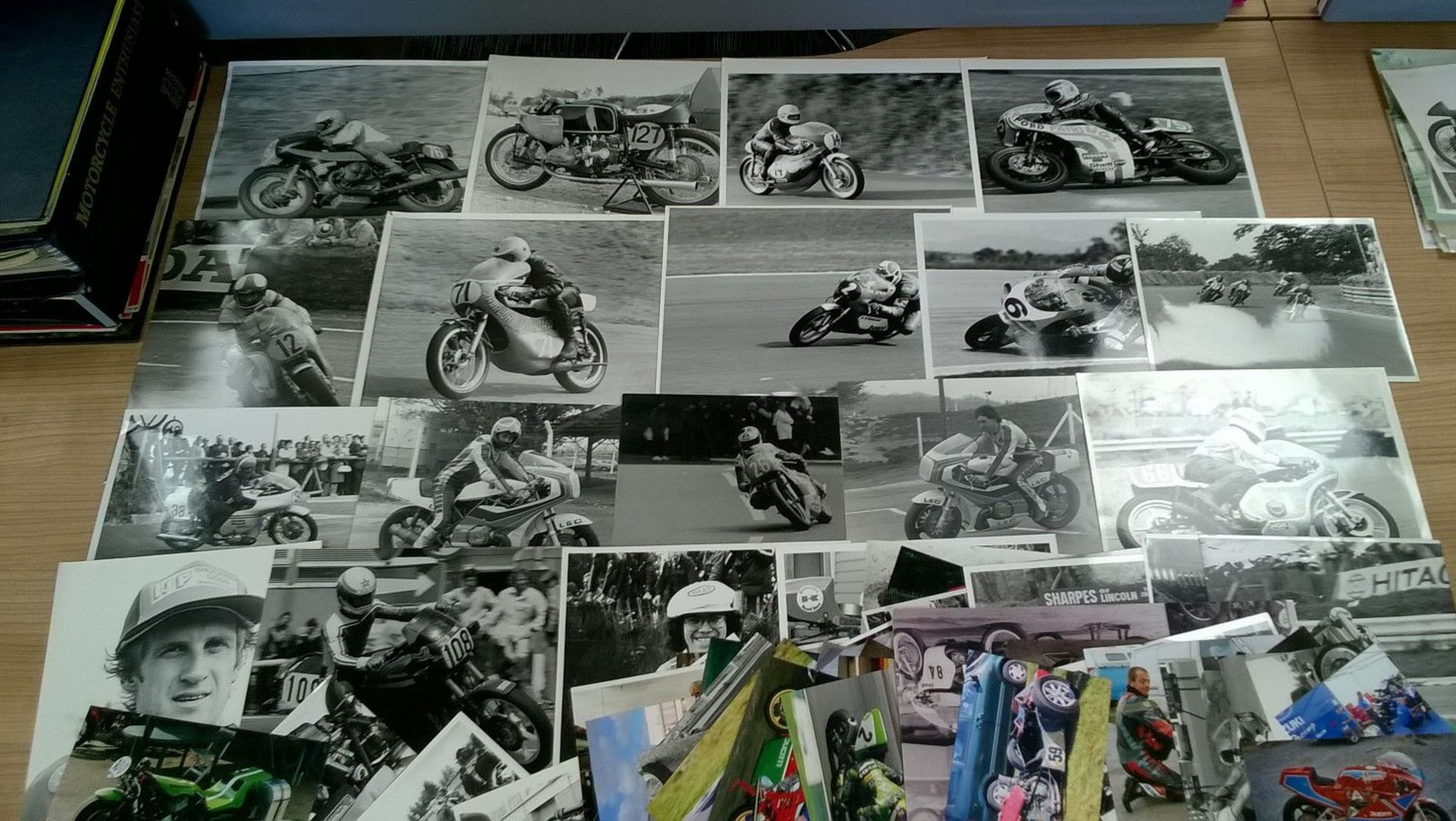 A good quantity of racing photos from the full face helmet era, colour and black & white