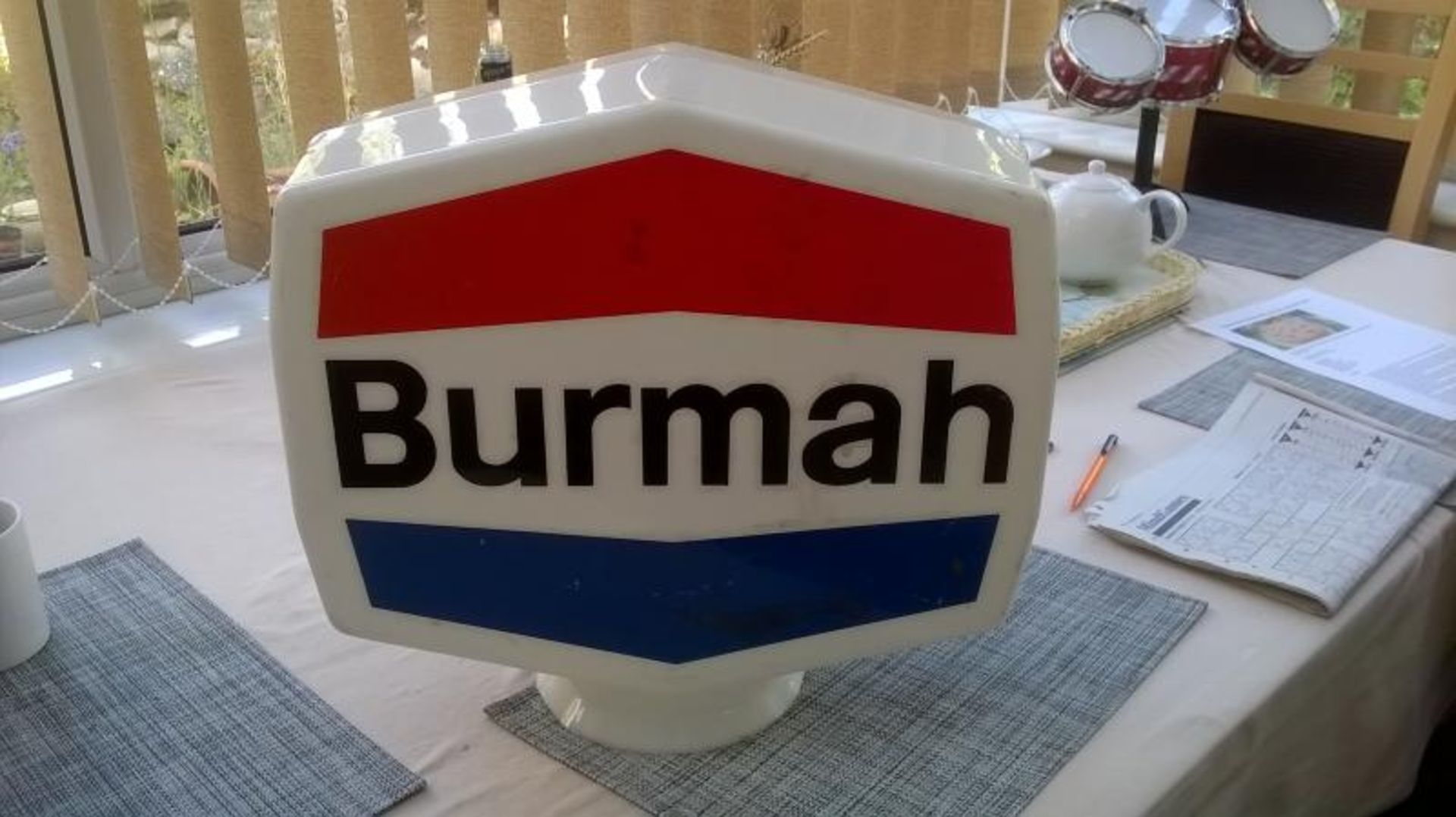 Burmah, a plastic petrol pump globe