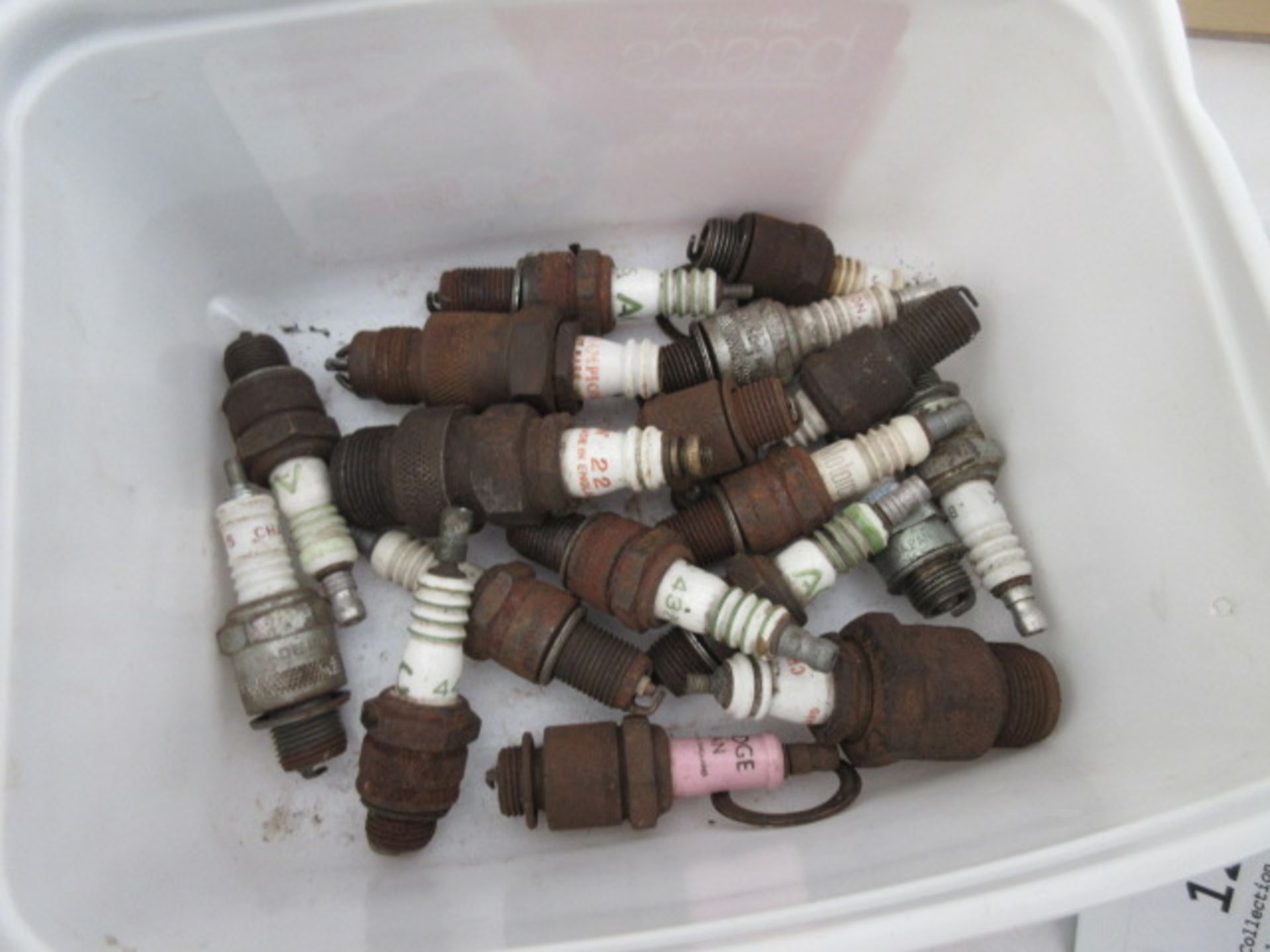 Collection of old spark plugs