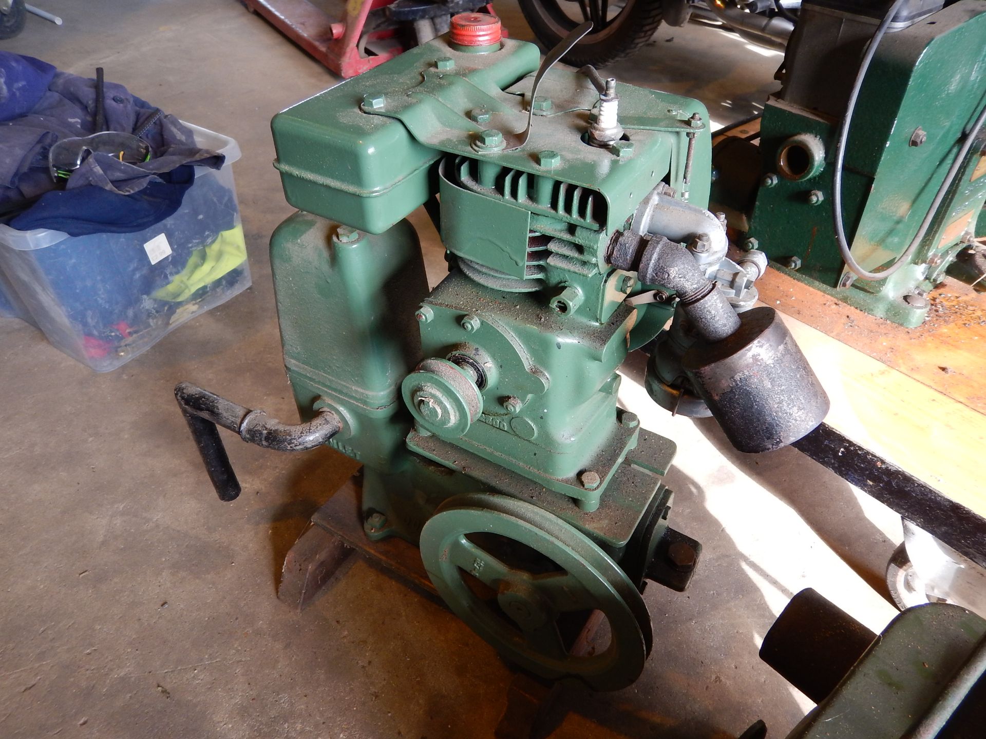 Lister single cylinder petrol engine mounted to a Dursley pump.