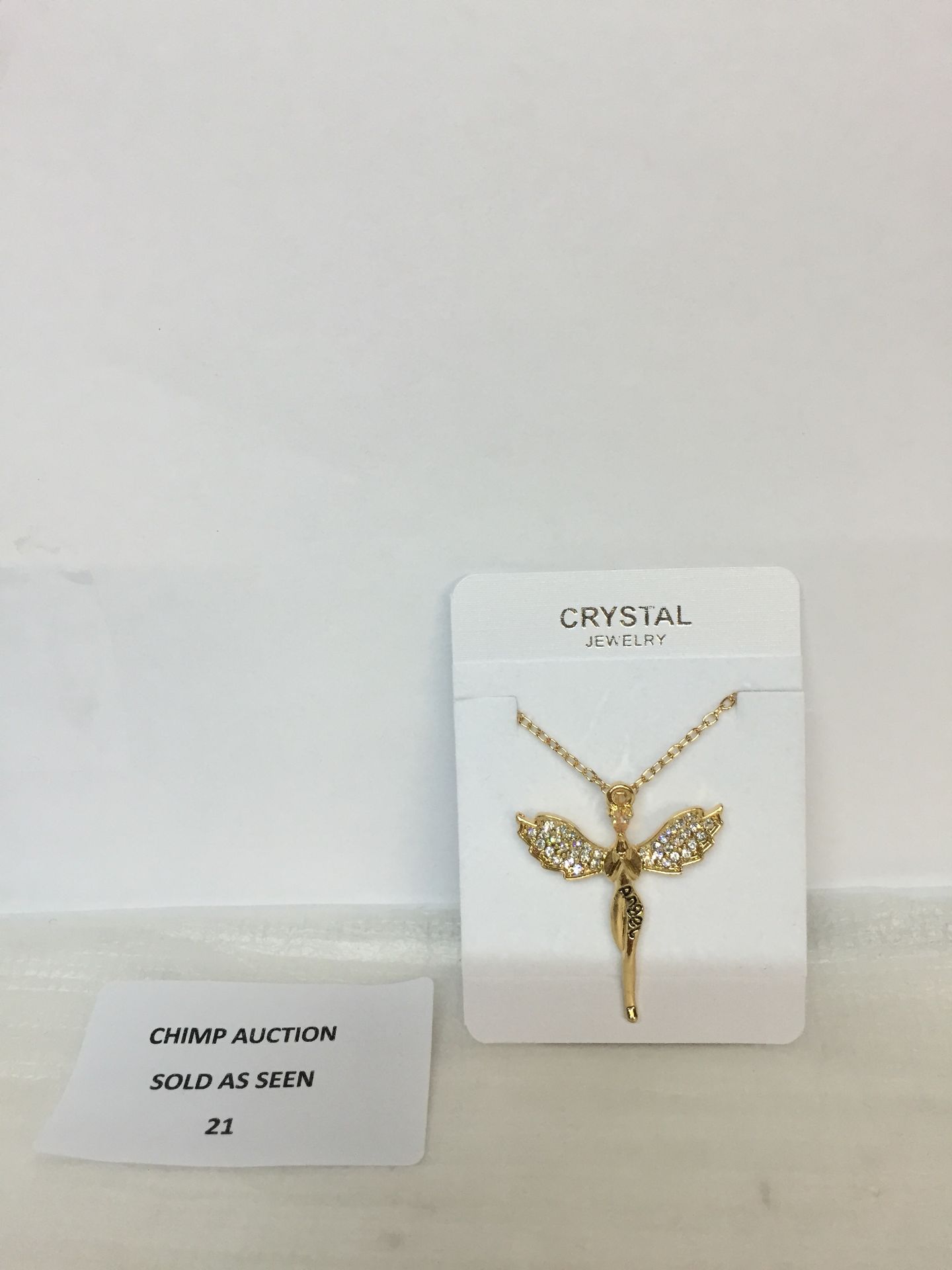 BRAND NEW CRYSTAL ANGEL YELLOW GOLD PLATED NECKLACE / RRP £69.99/