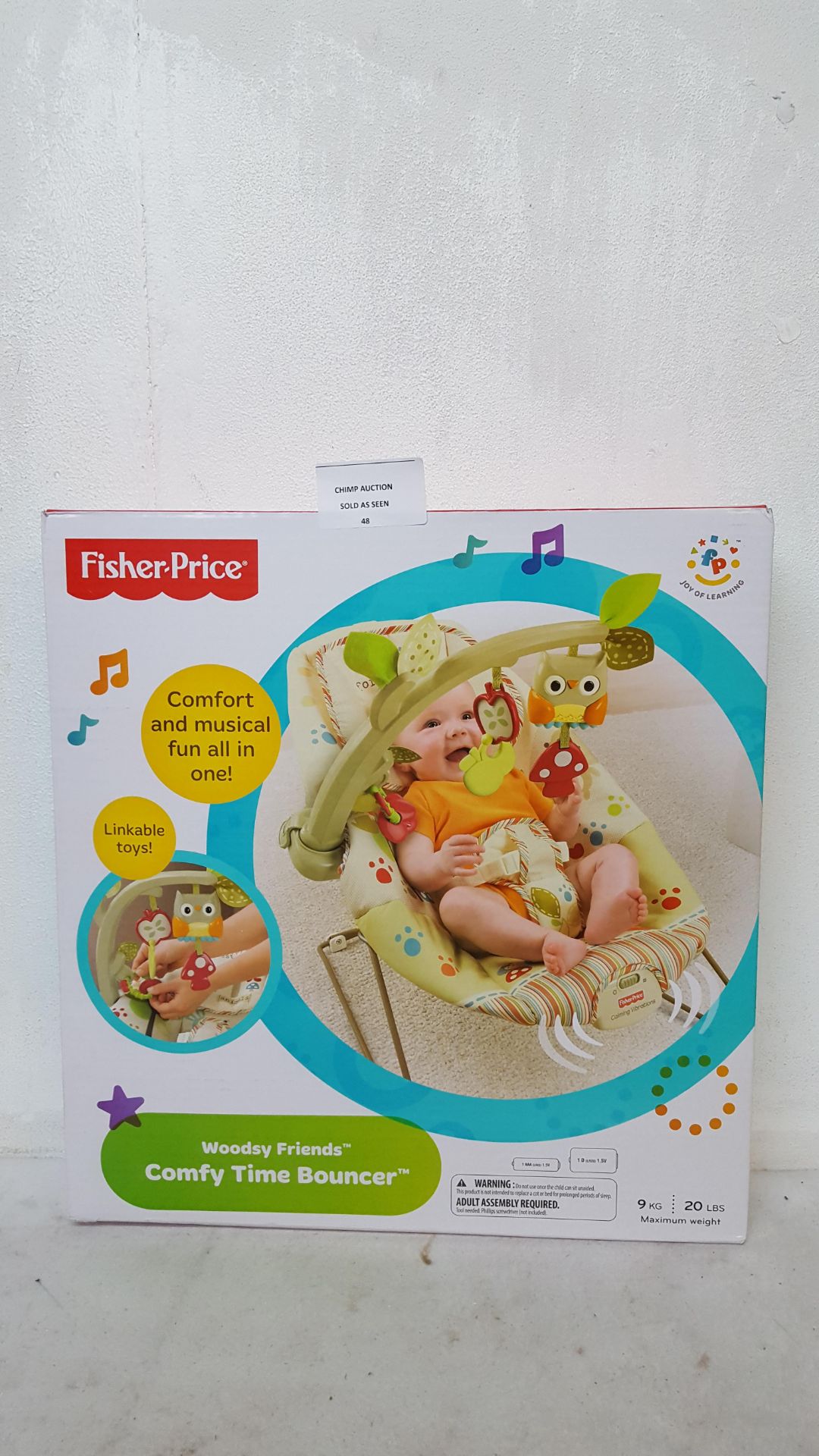 FISHER PRICE WOODSY FRIENDS COMFY TIME BOUNCER RRP £49.99/