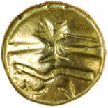 Uniface Tree. Sills class 3b. Morini. c.56-55 BC. Celtic Gold quarter stater. 10mm. 1.46g.