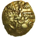 Whaddon Chase. Rings Type. c.55-45 BC. Celtic gold quarter stater. 13mm. 1.22g.