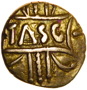 Tasciovanos Pegasus. c.25 BC-AD 10. Celtic g32old quarter stater. 10mm. 1.33g.